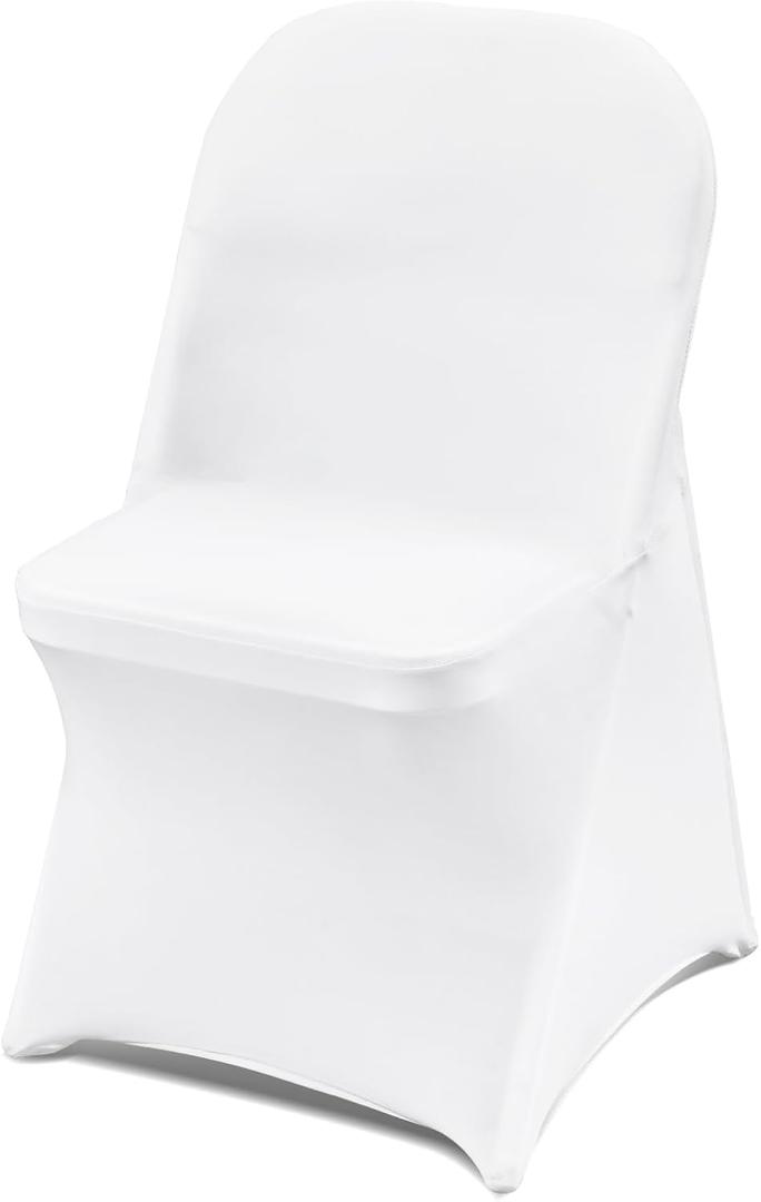 VEVOR 12 PCS White Folding Chair Covers, Kitchen Chairs Cover, Universal Washable Slipcovers Protector, Removable Chair Seat Covers, for Wedding Party Dining Room Banquet Event