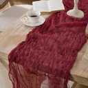 2 x 3 Pack Burgundy Red Cheesecloth Table Runners, 120 Inch 10Ft Wine Red Gauze Table Runner for Wedding Birthday Party Baby Shower Decorations