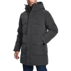 Pioneer Men's Extra Long Parka Winter Coats Hooded Puffer Jacket Heavy Warm Water-resistant Outerwear Cold Weather XL, Dark Grey