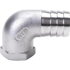 DERNORD 1" Hose Barb x 3/4" Female NPT Stainless Steel 90 Degree Elbow- Home Brew Pipe Fitting