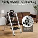3 Step Ladder, Folding Step Stool for Adults with Wide Anti-Slip Pedals, Portable Step Ladder for Kitchen/Closet/Garage, Steel Multi-use Foldable Stepstool for Home 330 Lbs