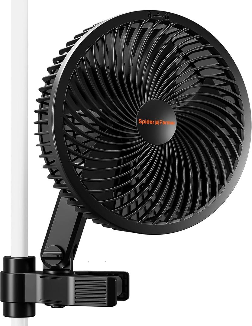 Spider Farmer New Grow Tent Clip Fan 6", EC Motor, Custom 10 Dynamic Wind Speeds and 10-Level Oscillation, Weatherproof IP-54, Powerful Airflow but Quiet for Hydroponics Circulation Cooling (1pc)