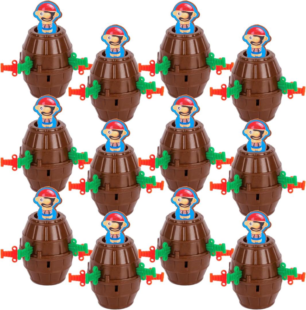 ArtCreativity Pop Up Pirate Party Favors for Kids - Set of 12 Toys - Mini Favor Set with 1 Figure and 4 Toy Swords Each - Themed Supplies for Kids Birthday