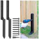 Heavy Duty Steel Repair Stakes, Anchor Ground Spike, for Repair Tilted/Broken Wood Fence Post (2 Pack/Black