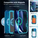 Magnetic for iPhone 14 Pro Max Case,with Belt Clip,[Compatible with Magsafe] W/Tempered Glass Screen Protector,Anti-Drop,Shockproof,Heavy Duty Protection (Lake Blue)