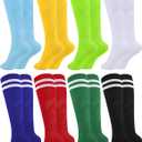 Glooarm 8 Pairs Kids Soccer Socks Toddler Baseball Knee High Socks World Cup for Boys Girls 3-12 Years Old