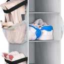 SLEEPING LAMB 8 Shelves Hanging Shoe Rack Hanger, Narrow Hanging Shoe Organizer for Closet Storage Clothes, Gloves, Bags, with 8 Large Mesh Pockets to Hold 16 Pairs Shoes in Dorm, Grey (52'')