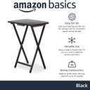 Amazon Basics Portable Foldable TV Tray Table with Storage Rack, Space-Saving Design, 15" x 19" x 26", Black, 4-Pack