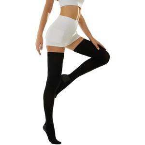 Medical Compression Thigh High Anti Embolism Stockings 15-20mmHg, for Edema, Varicose Veins, Swelling with Inspection Hole, Women & Men, L