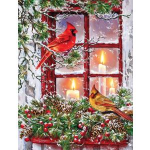 Springbok 500 Piece Jigsaw Puzzle for Adults - Together for Christmas Features a Pair of Cardinals on a Snowy Winter's Holiday Outdoor Scene Precision-Cut Puzzle Pieces Made in The USA (Multi)