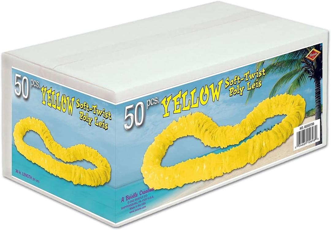 Beistle Soft Twist Poly Leis, Yellow (1.5-inch x 36-inch)