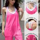 Womens Romper Shorts for Summer Casual Loose Sleeveless Spaghetti Strap Overalls Jumpsuit with Pockets 2026 Outfits (Pink, L)