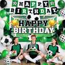 Soccer Birthday Party Decorations, 44Pcs Soccer Party Decorations Included Foil & Latex Balloons Happy Birthday Backdrop Tablecloth Cake Toppers Honeycomb Centerpieces for Boys Soccer Party Supplies