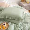 Sage Green Ruffle King Pillowcases Cute Pillowcases Set of 2 Green Pillow Shams 2 Pack (King (20''x36''), Sea Green)