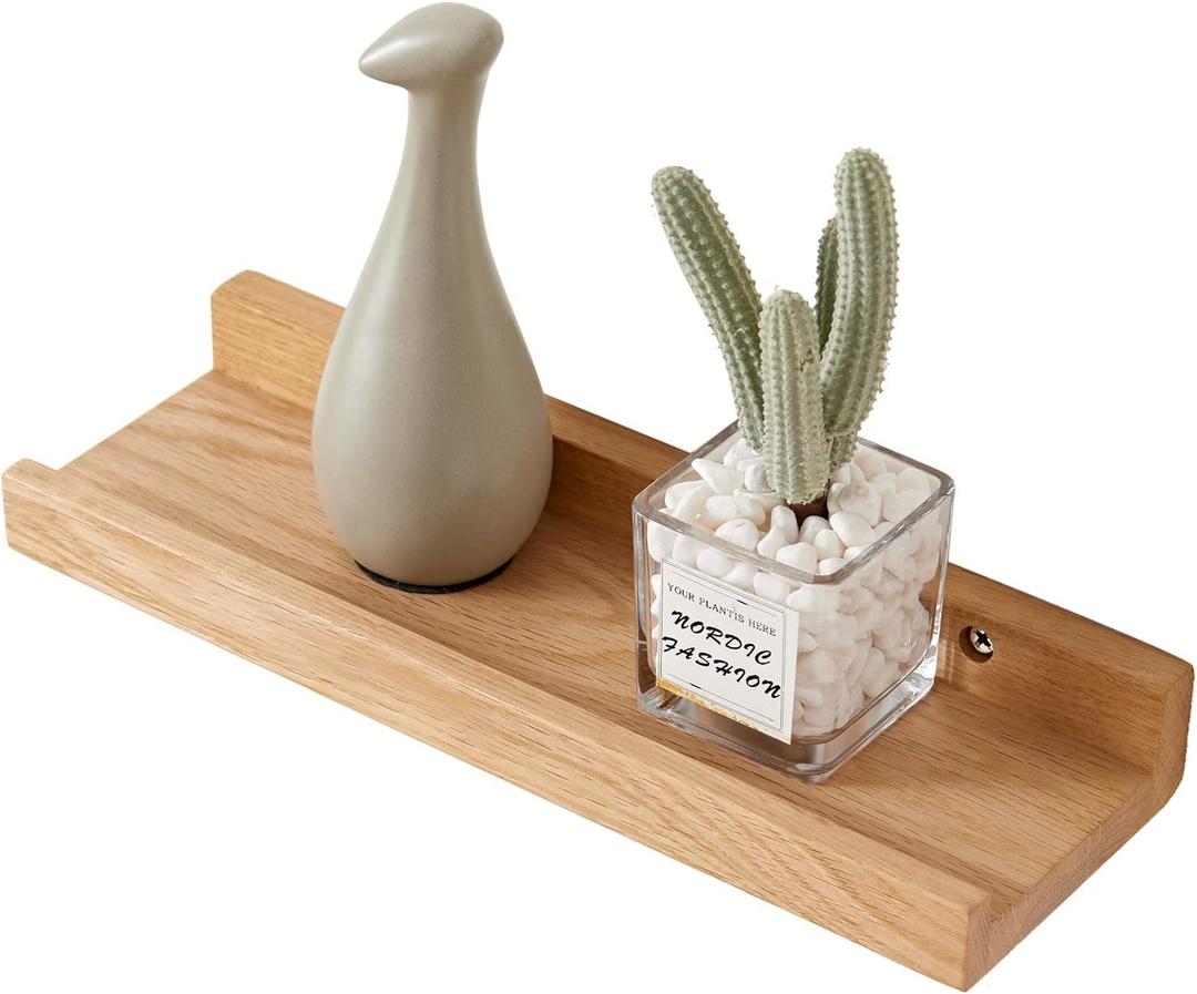 HOMWOO Floating Shelves Walnut Natural Wood Wall Shelves Small Picture Ledge for Home, Living Room, Bedroom, Bathroom, Office, 12 Inches