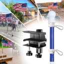 Flag Pole Kit with Clamp Mount Bracket - 5ft Heavy Duty Truck Flag Pole Mount Kit,Tangle-Free,No Drilling for Deck,Balcony Rail,Garden Fence Post,Tri-Color