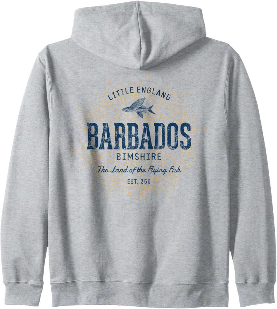 Barbados Retro Style Vintage Barbados Zip Hoodie. M Size