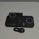 Foldable Magnetic Dual Phone Charging Station, 30W Wireless Charger Stand with Clock & Night Light, Fast Mag-Safe Charger for iPhone 17/16/15/14 Pro Max Plus Air, AirPods and Apple Watch