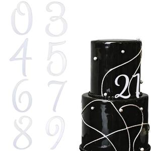 Acrylic Number Cake Topper Set - Silver Mirrored 0-9 Numbers for DIY Wedding, Birthday & Party Decorations