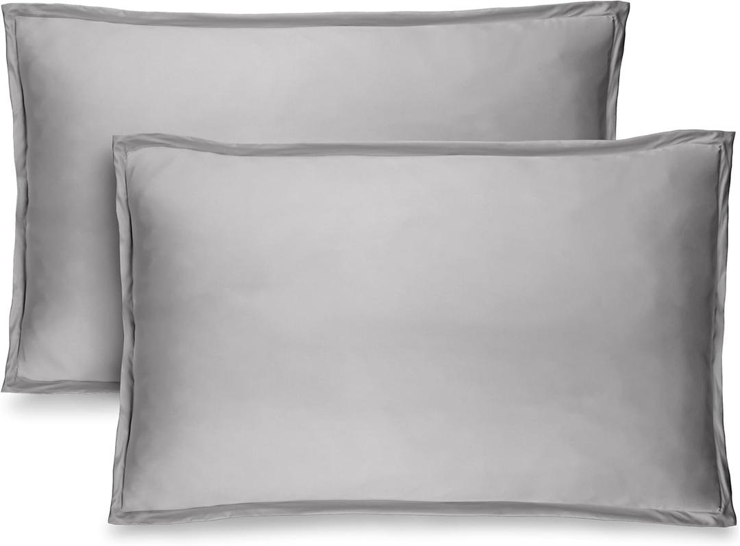 Bare Home Queen Pillow Sham Covers - Set of 2 - Premium 1800 Ultra-Soft Microfiber - Double Brushed - Bed Pillow Shams - Pillows Not Included (Set of 2, Light Grey)