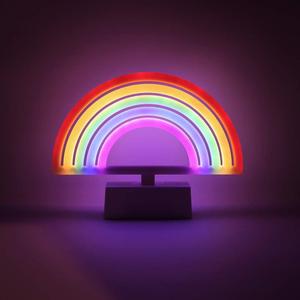 Isaac Jacobs 6.5 x 8.65 LED Neon Rainbow Tabletop Lamp, White Base, Night Light, for Nightstand, Bedroom Dcor & Party; Battery Powered (Batteries Not Included) (Rainbow)