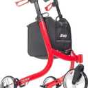Drive Medical Nitro 3 Wheel Rollator Walker, Ultra Lightweight Rollator Walker with Wheels, Folding Rollator for Seniors and Adults, Red