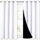 NICETOWN White 100% Blackout Curtains 45 inches Long, 2 Thick Layers Completely Blackout Window Treatment Thermal Insulated Lined Drapes for Small Window (1 Pair, 52 inches Width Each Panel)