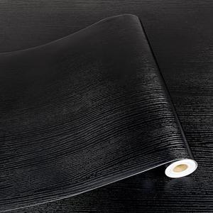 Peel and Stick Floor Tile - Black Wood Vinyl Flooring Roll Waterproof for Kitchen and Bathroom - 11.8in X 118in Self Adhesive Floor Tiles Removable