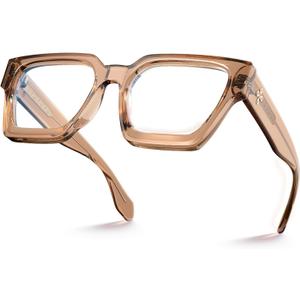 VISOONE Blue Light Blocking Glasses Rectangle Chic Preppy Look MultiColor Frame for Women Men RIVER (Light Mocha Mousse)