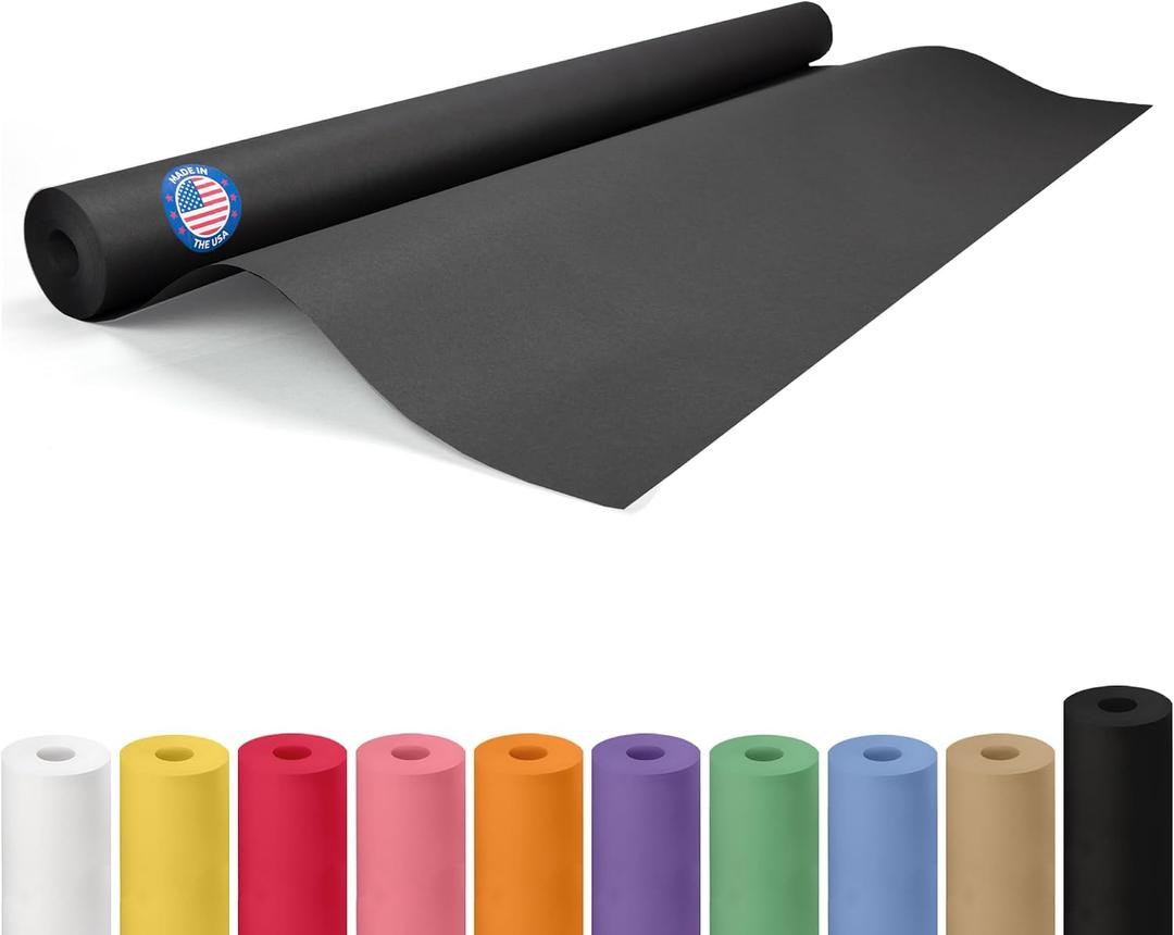 Black Paper Roll 36" x 1200" (100 feet) - USA-Made 50lb Thick Kraft Paper for Packing, Moving, Shipping, Wrapping, Crafts, Arts, Birthday Party - 100% Recycled Gift Wrap Material by IDL Packaging