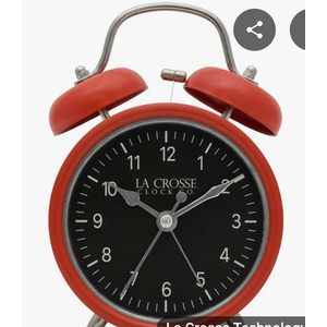 La Crosse Clock 617-3314 Red Twin Bell Quartz Alarm Clock