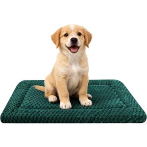 Dog Bed Mat,Reversible & Ultra Soft Kennel Pad-Machine Washable Pet Bed for Dogs & Cats-All-Weather Crate Liner for Crates,Carriers & Travel (Dark Green, 24" L x 18" W x 1.5" Th)