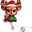 Christmas Badge Reel, Cute Gingerbread Man Retractable Badge Holders, Funny Xmas Nurse Badge Clip, Winter Badge Reel with Alligator Clip Accessories, Badge Holder for ID Name Teacher Doctor (Style1)