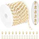 KYUNHOO 13 Feet/4M White Oil Drip Chain for Jewelry Making Twist Lip Chain Roll Gold Plated Brass Jewelry Link for Necklace Bracelet Earring DIY Finding Supplies