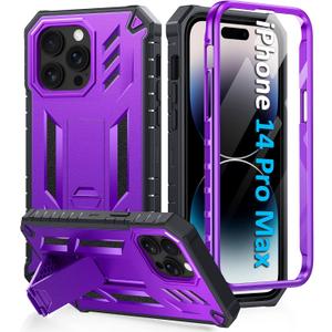 FNTCASE for iPhone 14 Pro Max Case: Military Grade Rugged Cell Phone Cover with Kickstand & Holster | Shockproof TPU Protection Bumper Matte Textured Design for iPhone 14 Pro Max Cases 6.7 inch