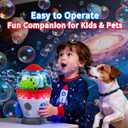 Rocket-Shaped Bubble Machine for Kids & Pets - Dual Powerful Bubble Outlets, Automatic 360 Rotation, Adjustable LED Lights & Music Ideal for Indoor/Outdoor Birthday Parties