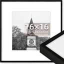 OUZUGIE 16X16 Picture Frame,Display Poster 12X12 With Mat or 16X16 Without Mat,Black Aluminum Poster Frames with Premium Acrylic,Photo Frames with Strong Corner Design for Gallery Wall and Tabletop