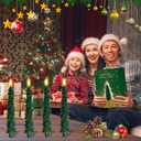 4 Pcs Christmas Tree-Shaped Flameless Taper Candles with Remote and Timer, 9.8'' Real Wax LED Window Candlesticks, 3D Flame Wick Battery Operated Christmas Tree Candles for Holiday Decoration (Green)