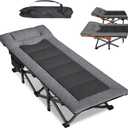 Mopaicot Camping Cot for Adults, Adjustable Headrest Folding Bed, Comfortable Cushion, Portable Sleeping Bed for Camp, Supports 450 lbs with Carry Bag