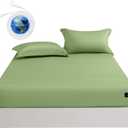 Grounding Sheets King Size Premium Cotton for Healthy Sleep Therapy, Deep Pocket Grounding Fitted Sheets Includes Grounding Cord (Sage Green, King -76"x80"x14")