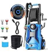 Pressure Washer 5000 PSI Adjustable Pressure, Power Wahser Powered with 33ft Pressure Hose, 4 Nozzles and 500ml Foam Cannon, Cleaner Machine for Home
