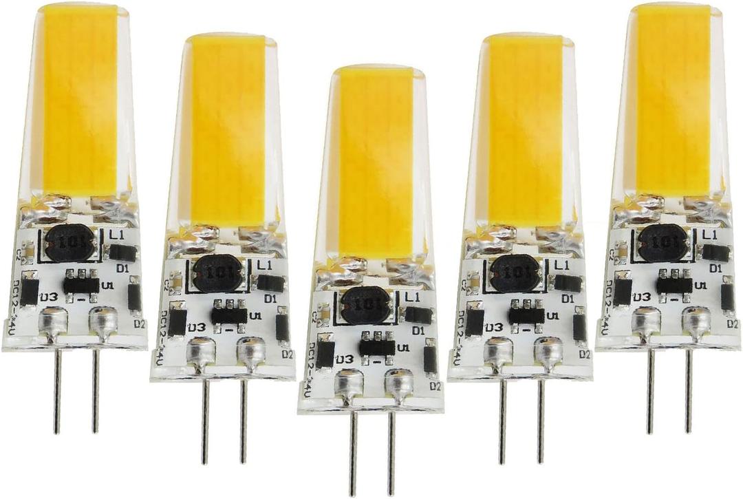 G4 LED Light Bulbs 3000K Warm White Lighting Dimmable, 5W Equivalent to 50W AC 110V-120V, Bi-pin LED Bulb Silicone G4 LED Bulbs (5-Pack)