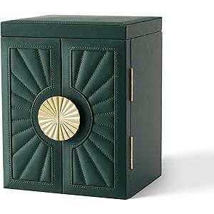 BIQI MUSSE Jewelry Box for Women, 6Tier Large Jewelry Organizer Box with Mirror, 5 Drawers for Rings Earrings Necklace Bracelets, Exquisite Metal Handle, Dark Green