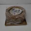 Rattan Ceiling Light Fixture, 3 Light Bohemian Modern Woven Ceiling Light, Boho Flush Mount Ceiling Light for Bedroom Living Room Dining Room, Bulb NOT Included (Gold)