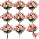 Zeyune 8 Pack 12 Inch Artificial Rose Bouquet Silk Roses Flowers Bunches Bulk Fake Roses for Wedding Bridal Home Office Garden Parties Decoration(Pink)