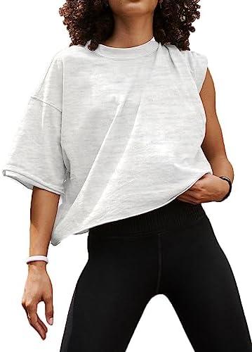 Women's Summer Short Sleeve Crop Tops Casual Basic Cotton Athletic Yoga Running T-Shirts S