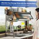 Hdrriozu Over the Sink Dish Drainer Drying Rack 3 Tier Over Sink Dish rack for a Tidy Kitchen Sink Shelf Organized Space-Saving Dish Rack with Cover for Dishes, Glasses, Bowls, and Cutlery