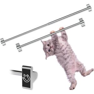 TidyFriend Magnetic Towel Holder for Refrigerator - 2 Pack Adjustable Towel Holder, Magnetic Towel Bar for Fridge, Kitchen Stove, Oven, Dishwasher, Sink Laundry Washing Machine (Modern Silver)