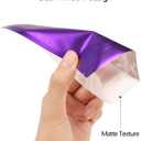 Mylar Bags for Food Storage 100 Pack 3.3 x 5.1 Inch Resealable Smell Proof Bags Foil Pouch Flat Bag with Front Window Purple