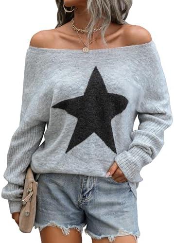 Blooming Jelly Women's Off The Shoulder Sweaters Cute Fall Tunic Tops Knitted Pullover Sweater Size S